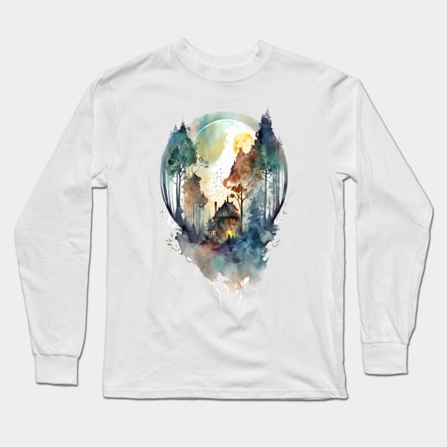 Cozy forest house surrounded with trees 6 Long Sleeve T-Shirt by SMCLN